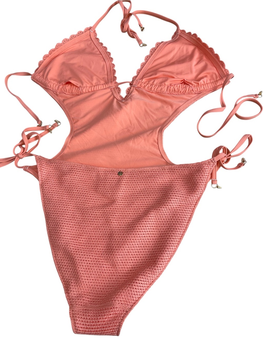 Victoria's Secret Coral Pink Textured One-Piece Swimsuit - Picture 3 of 6
